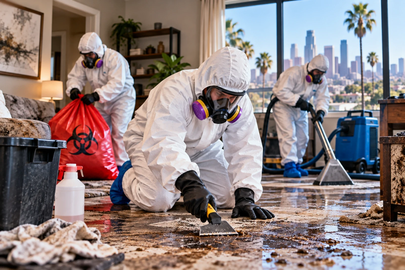 Professional biohazard remediation team operating in Los Angeles, California